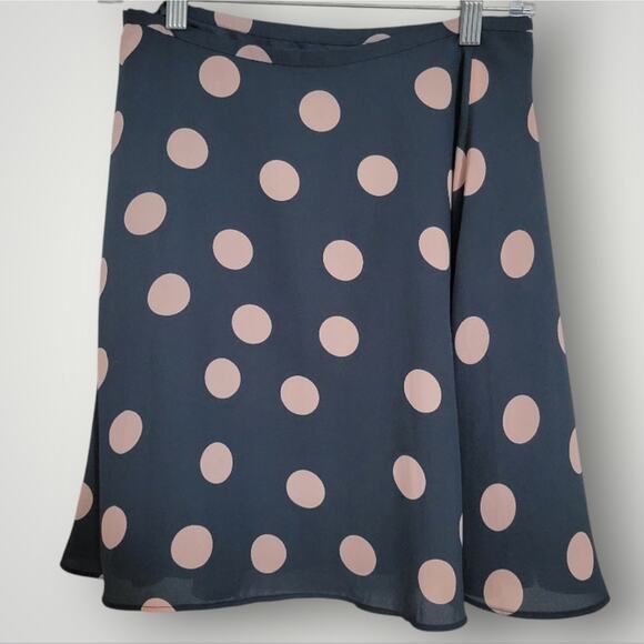 LOFT Mini Skirt Size XS Polka Dot Flowy Blue Pink  Girly Retro Rockabilly - Picture 2 of 5